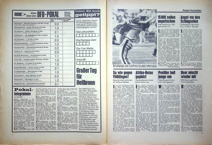 Inhaltsverzeichnis Kicker 99/1970