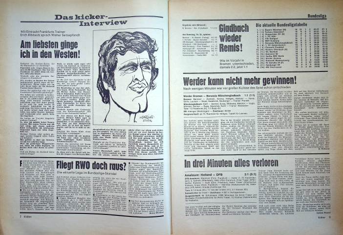 Inhaltsverzeichnis Kicker 99/1972