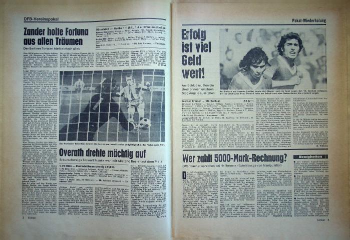 Inhaltsverzeichnis Kicker 99/1973