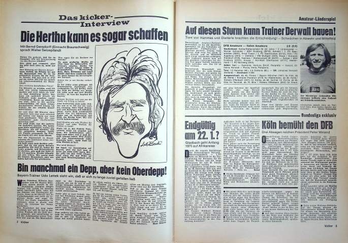 Inhaltsverzeichnis Kicker 99/1974