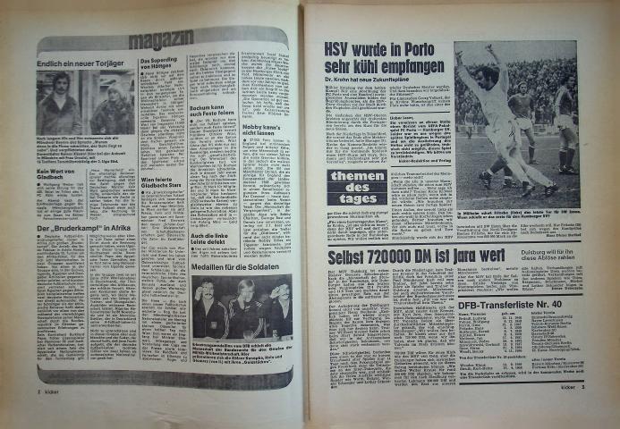 Inhaltsverzeichnis Kicker 99/1975