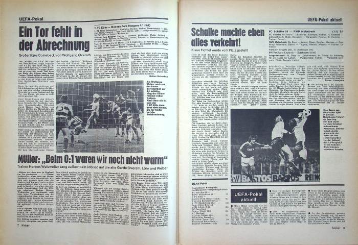 Inhaltsverzeichnis Kicker 99/1976