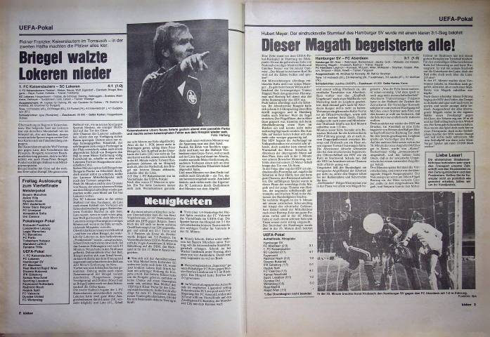 Inhaltsverzeichnis Kicker 99/1981