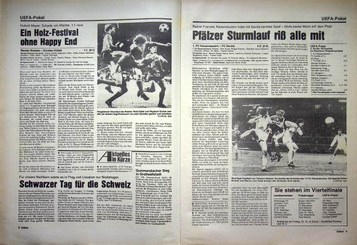 Inhaltsverzeichnis Kicker 99/1982